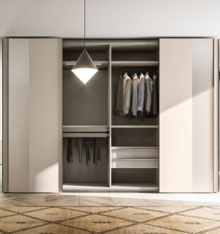 Alterna sliding wardrobe with Double Glass central doors and Mixer side doors